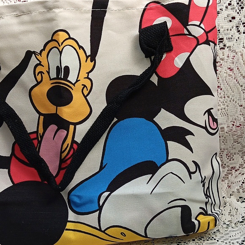 🆕️HALF OFF💰LAST 1❤DISNEYS PLUTO & FRIENDS LARGE CREAM ZIPPERED CANVAS TOTE BAG - Picture 9 of 16